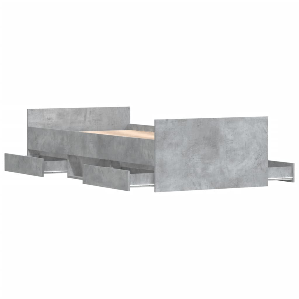 Bedframe Met Hoofd- En Voeteneinde 90 x 200 cm Betongrijs