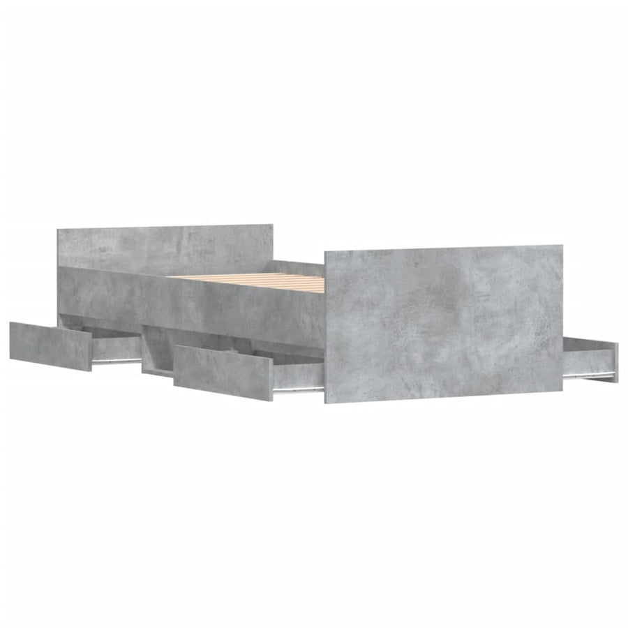 Bedframe Met Hoofd- En Voeteneinde 90 x 200 cm Betongrijs