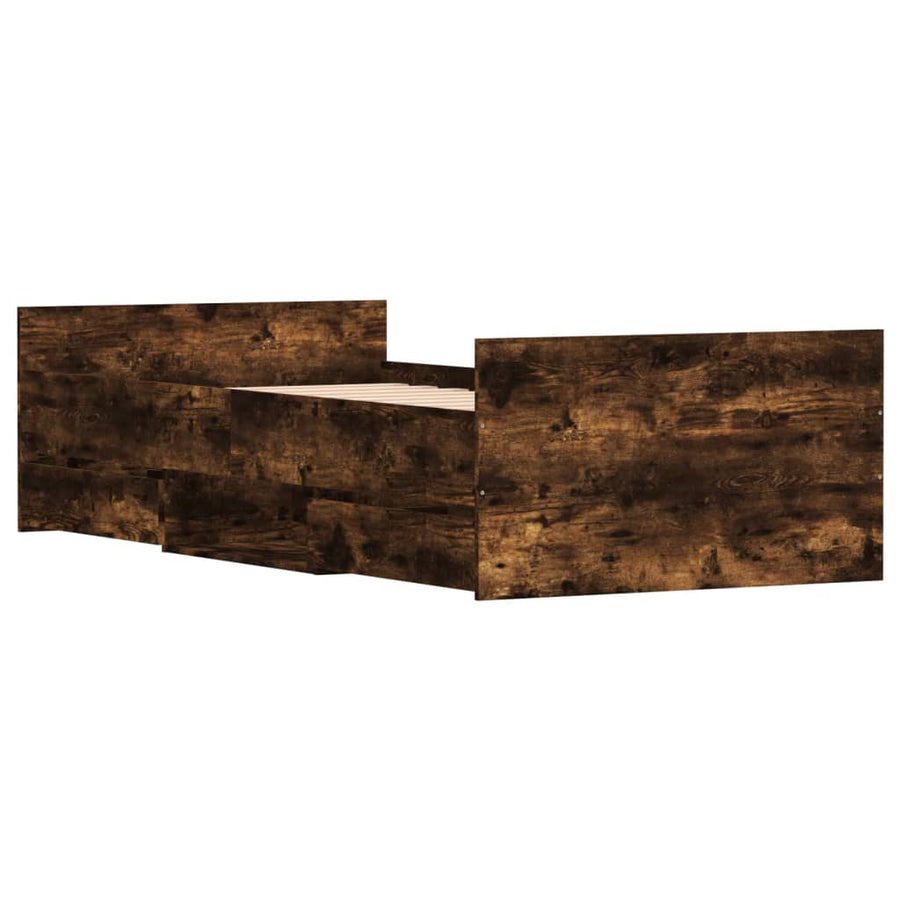 Bedframe Met Hoofd- En Voeteneinde 90 x 200 cm Gerookt eiken