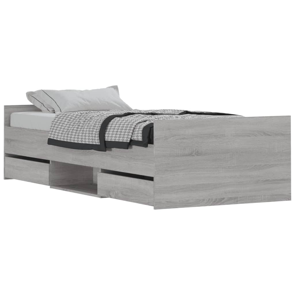 Bedframe Met Hoofd- En Voeteneinde 90 x 200 cm Grijs sonoma