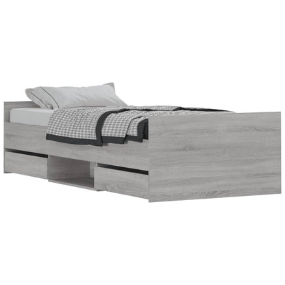 Bedframe Met Hoofd- En Voeteneinde 90 x 200 cm Grijs sonoma