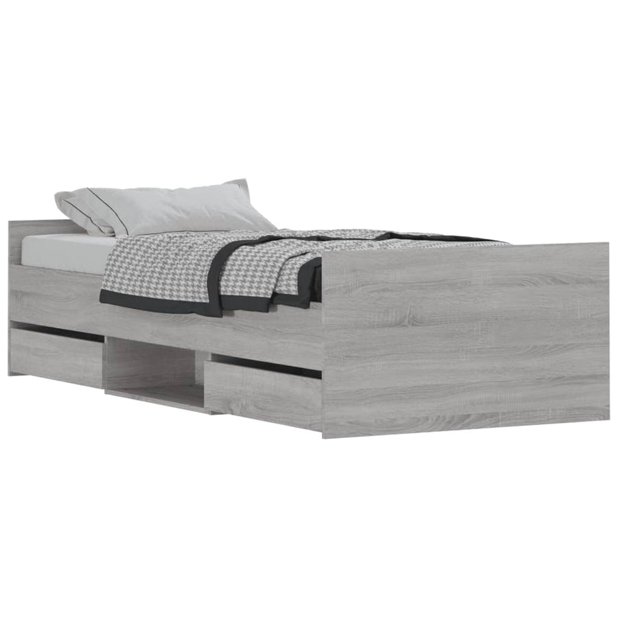 Bedframe Met Hoofd- En Voeteneinde 90 x 200 cm Grijs sonoma