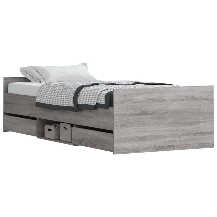 Bedframe Met Hoofd- En Voeteneinde 90 x 200 cm Grijs sonoma