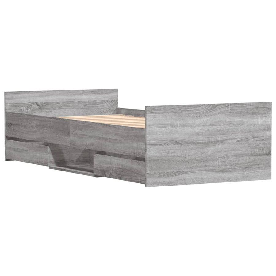 Bedframe Met Hoofd- En Voeteneinde 90 x 200 cm Grijs sonoma