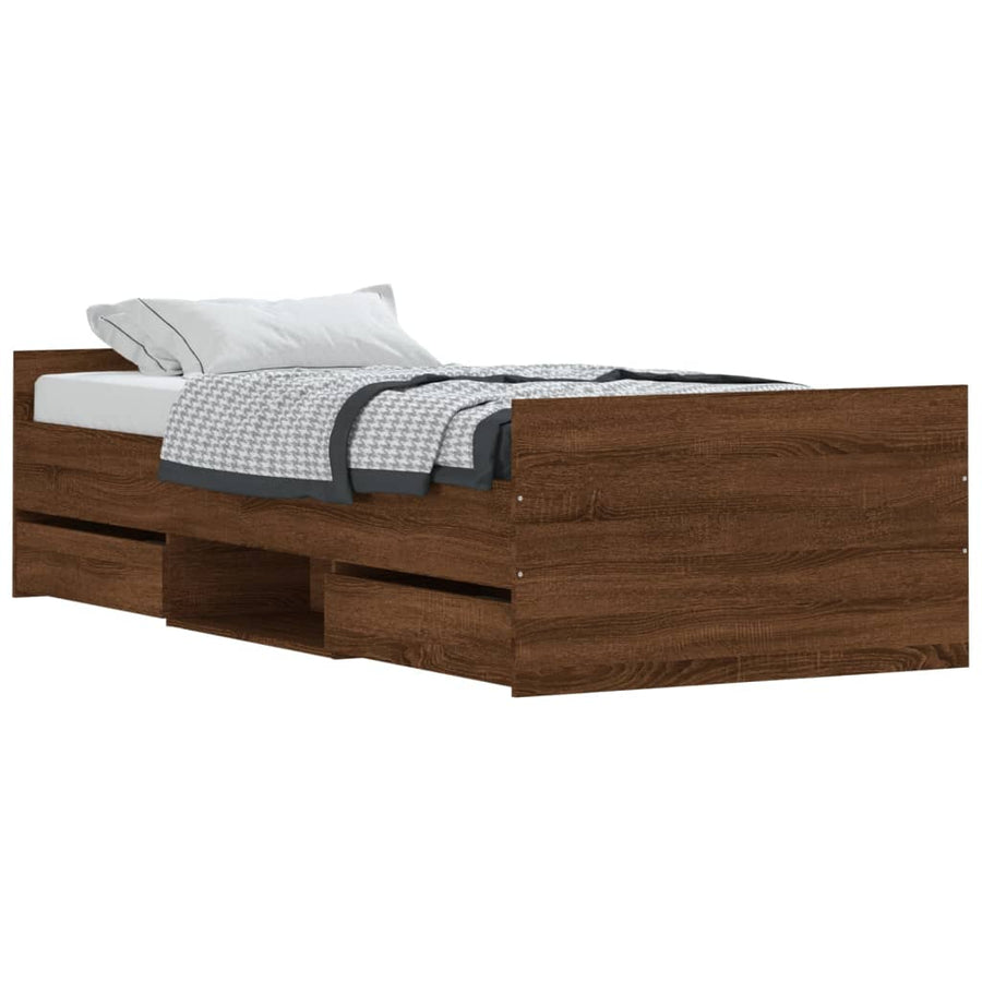 Bedframe Met Hoofd- En Voeteneinde Bruineikenkleurig 90 x 200 cm bruin eikenkleur
