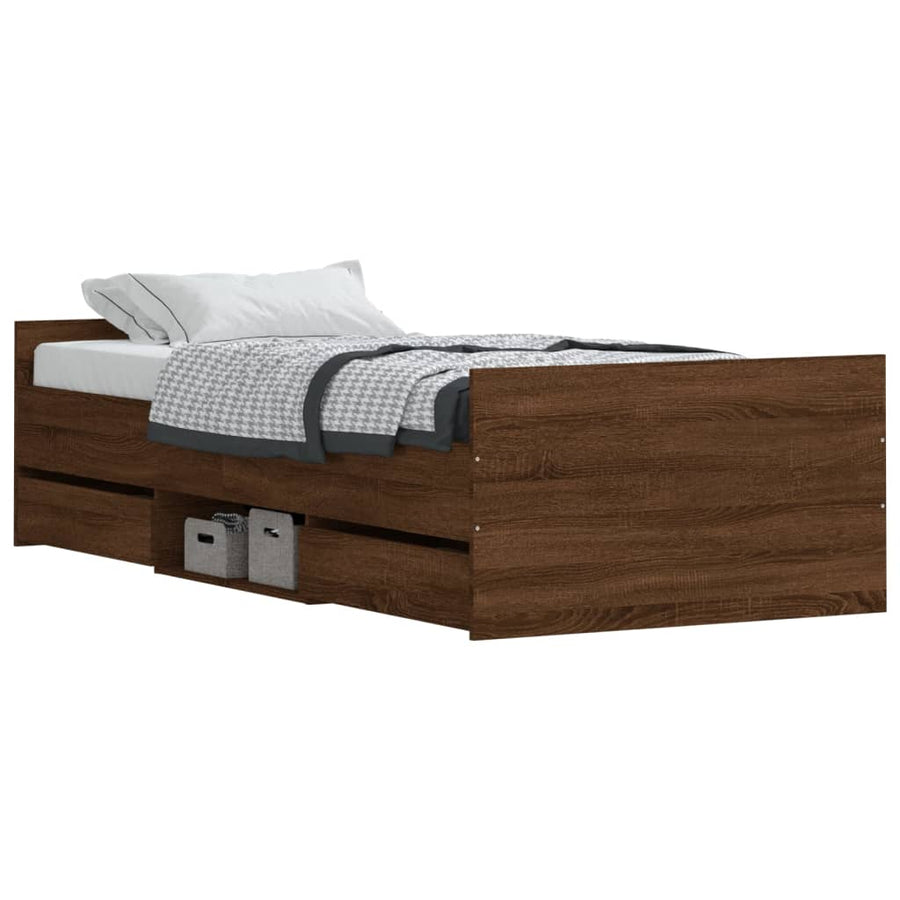 Bedframe Met Hoofd- En Voeteneinde Bruineikenkleurig 90 x 200 cm bruin eikenkleur
