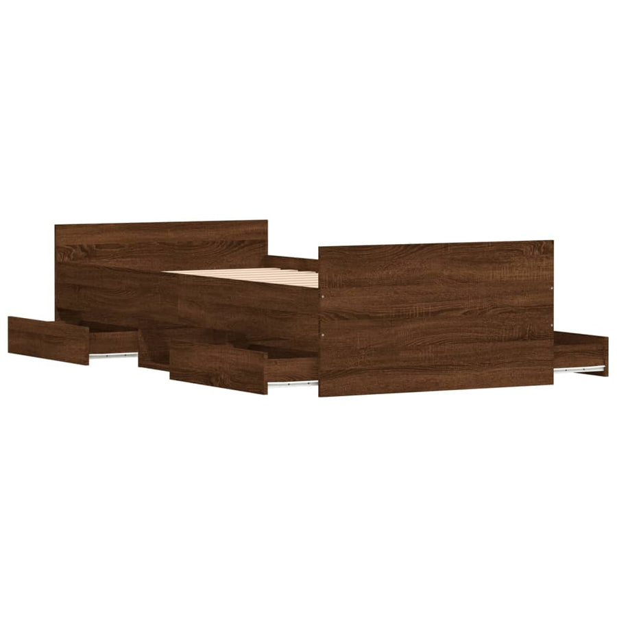 Bedframe Met Hoofd- En Voeteneinde Bruineikenkleurig 90 x 200 cm bruin eikenkleur