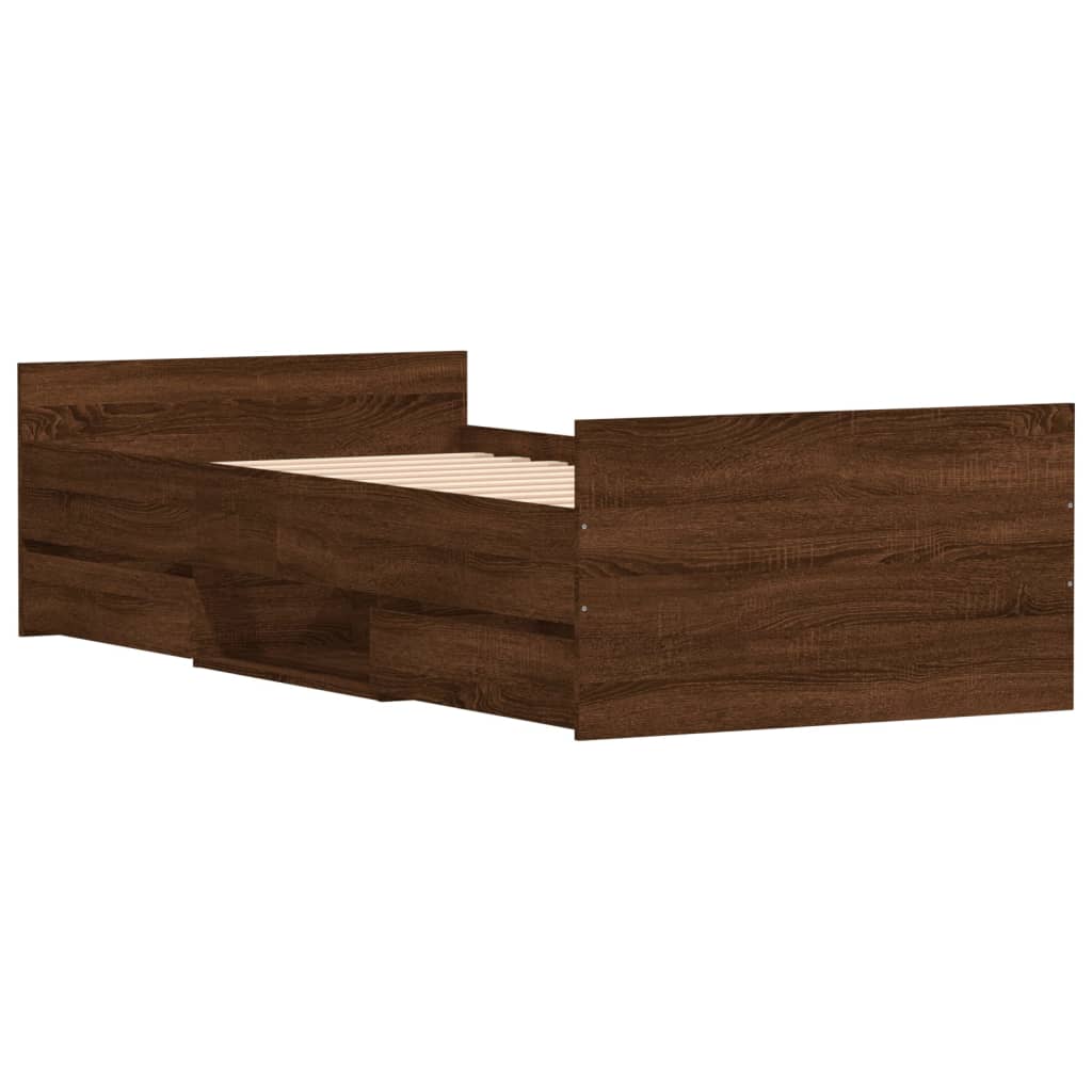Bedframe Met Hoofd- En Voeteneinde Bruineikenkleurig 90 x 200 cm bruin eikenkleur