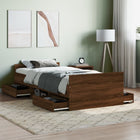 Bedframe 90x200 cm bruin eikenkleur met lades