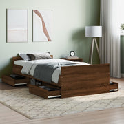 Bedframe 90x200 cm bruin eikenkleur met lades