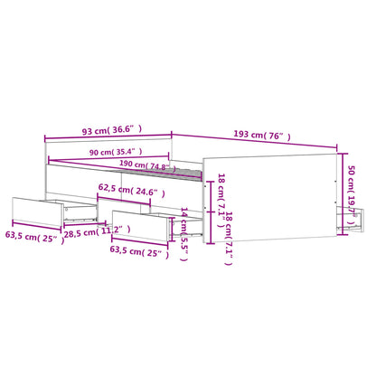 Bedframe Met Hoofd- En Voeteneinde 90 x 190 cm Wit