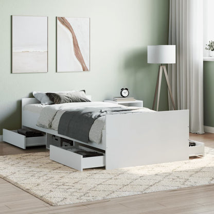 Bedframe Met Hoofd- En Voeteneinde 90 x 190 cm Wit