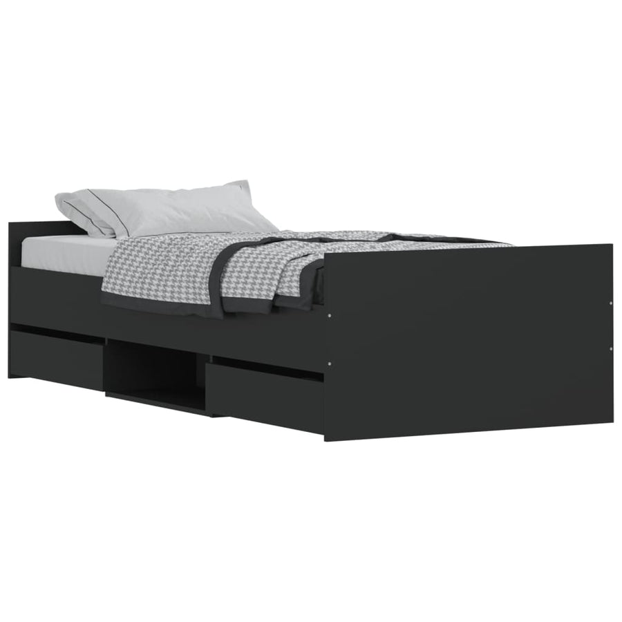 Bedframe Met Hoofd- En Voeteneinde 90 x 190 cm Zwart