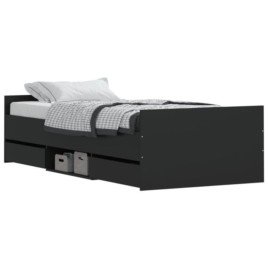 Bedframe Met Hoofd- En Voeteneinde 90 x 190 cm Zwart