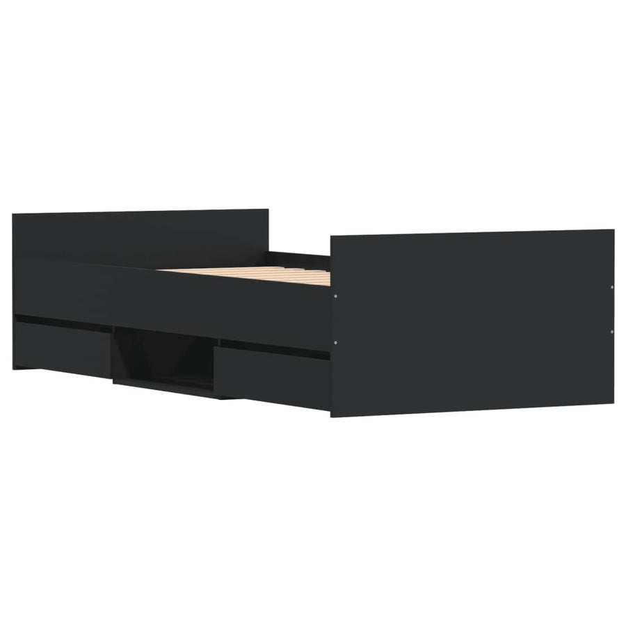 Bedframe Met Hoofd- En Voeteneinde 90 x 190 cm Zwart