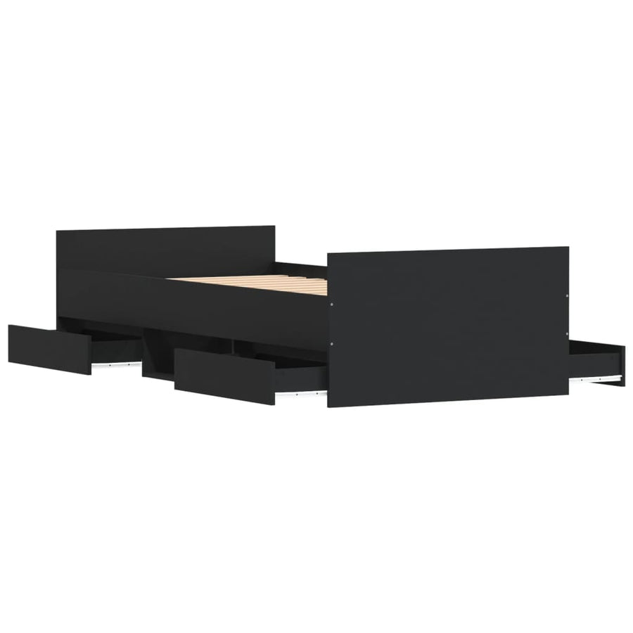 Bedframe Met Hoofd- En Voeteneinde 90 x 190 cm Zwart