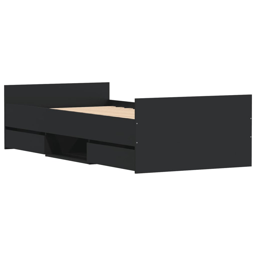 Bedframe Met Hoofd- En Voeteneinde 90 x 190 cm Zwart