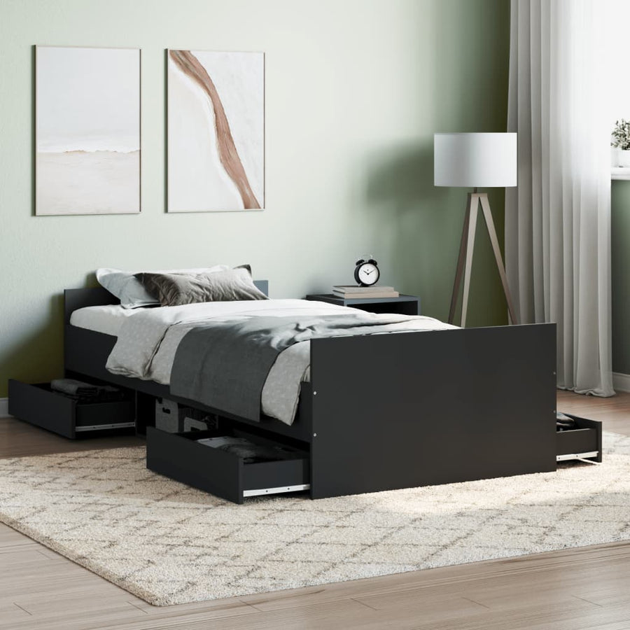 Bedframe Met Hoofd- En Voeteneinde 90 x 190 cm Zwart