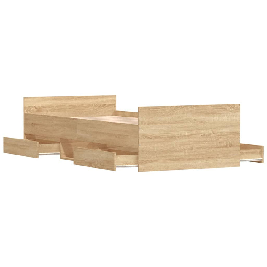 Bedframe Met Hoofd- En Voeteneinde Kleur 90 x 190 cm Sonoma eiken
