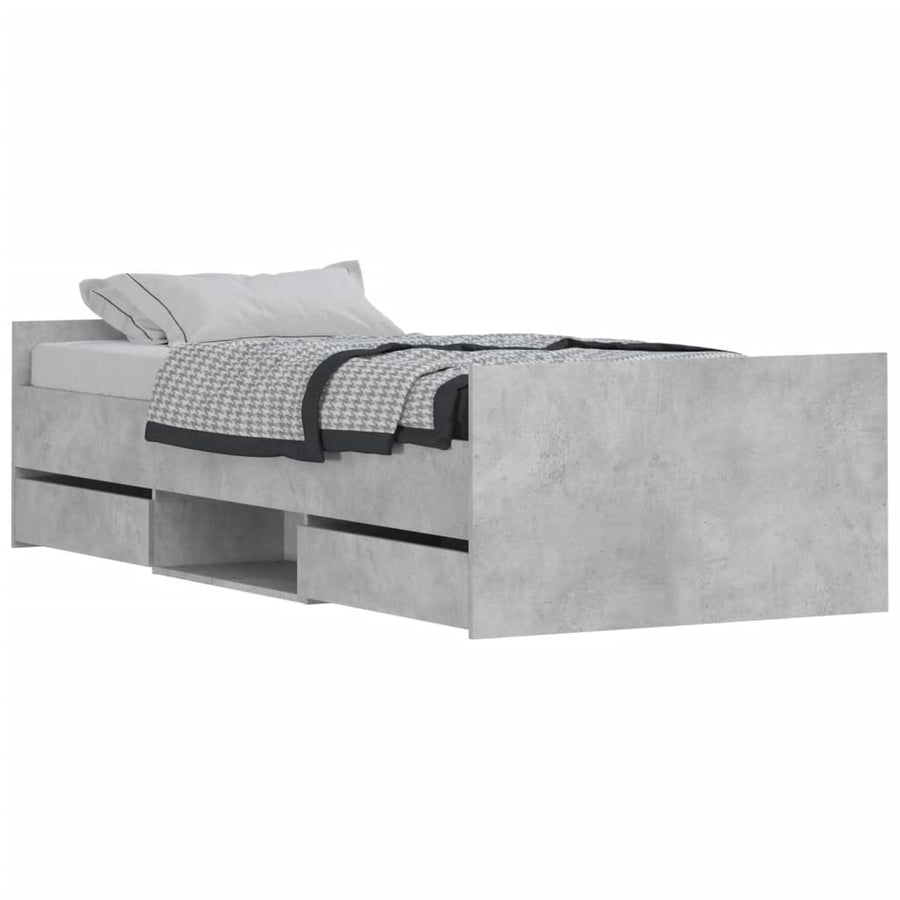 Bedframe Met Hoofd- En Voeteneinde 90 x 190 cm Betongrijs