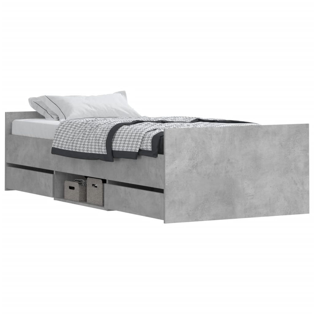 Bedframe Met Hoofd- En Voeteneinde 90 x 190 cm Betongrijs