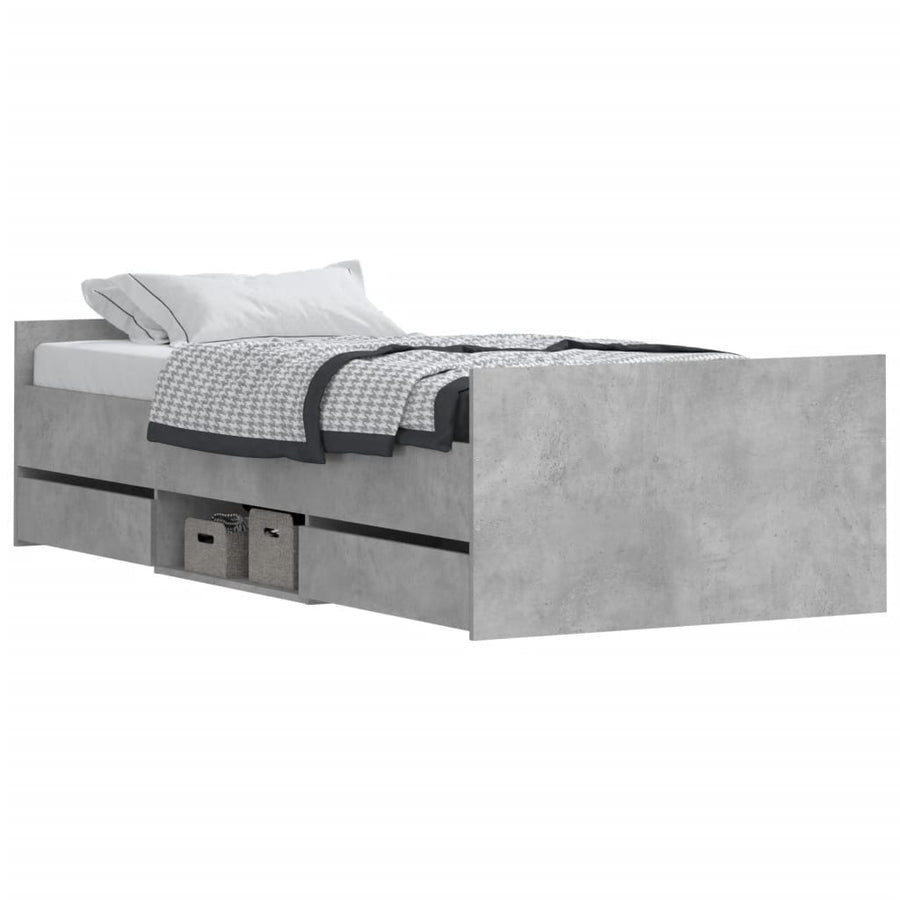 Bedframe Met Hoofd- En Voeteneinde 90 x 190 cm Betongrijs