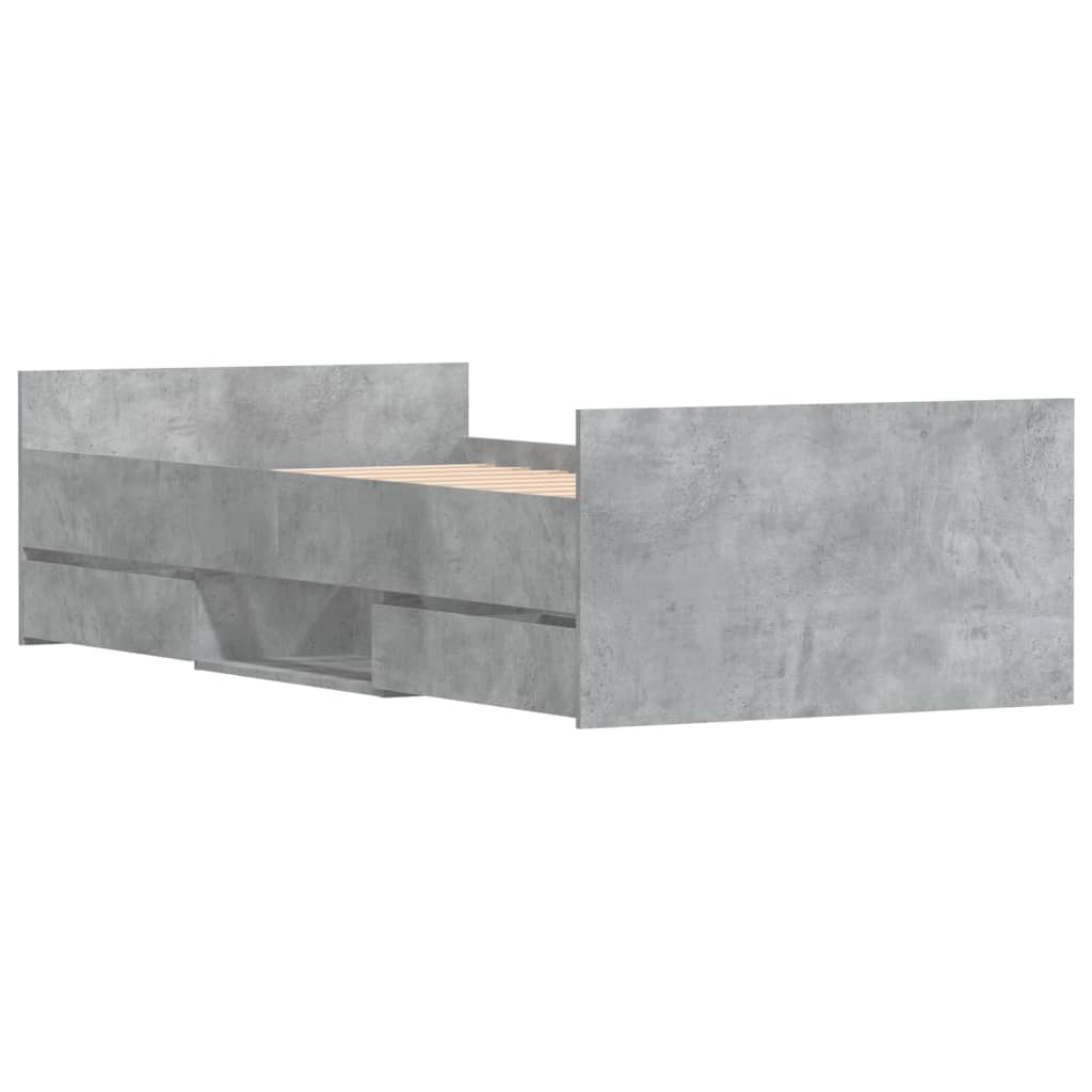 Bedframe Met Hoofd- En Voeteneinde 90 x 190 cm Betongrijs