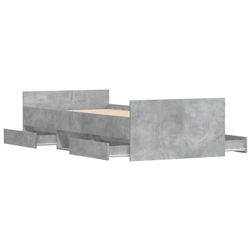 Bedframe Met Hoofd- En Voeteneinde 90 x 190 cm Betongrijs