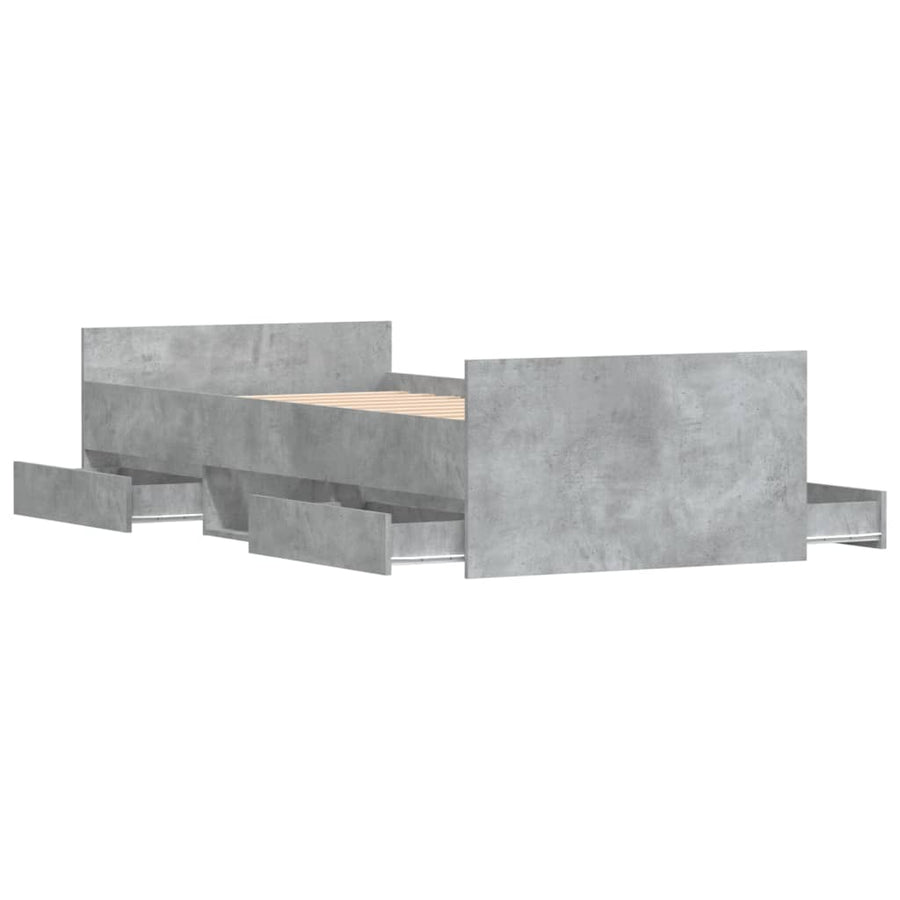 Bedframe Met Hoofd- En Voeteneinde 90 x 190 cm Betongrijs