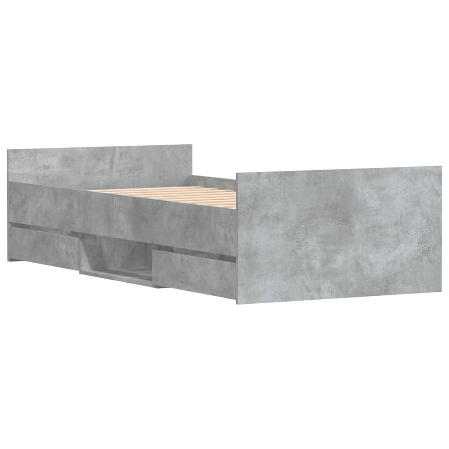 Bedframe Met Hoofd- En Voeteneinde 90 x 190 cm Betongrijs
