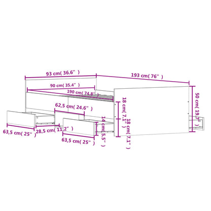 Bedframe Met Hoofd- En Voeteneinde 90 x 190 cm Betongrijs