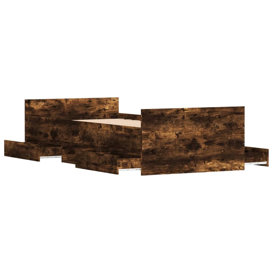 Bedframe Met Hoofd- En Voeteneinde Kleur 90 x 190 cm Gerookt eiken