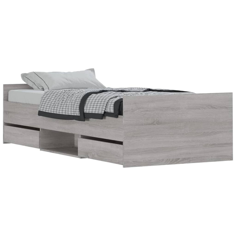 Bedframe Met Hoofd- En Voeteneinde Eiken 90 x 190 cm Grijs sonoma