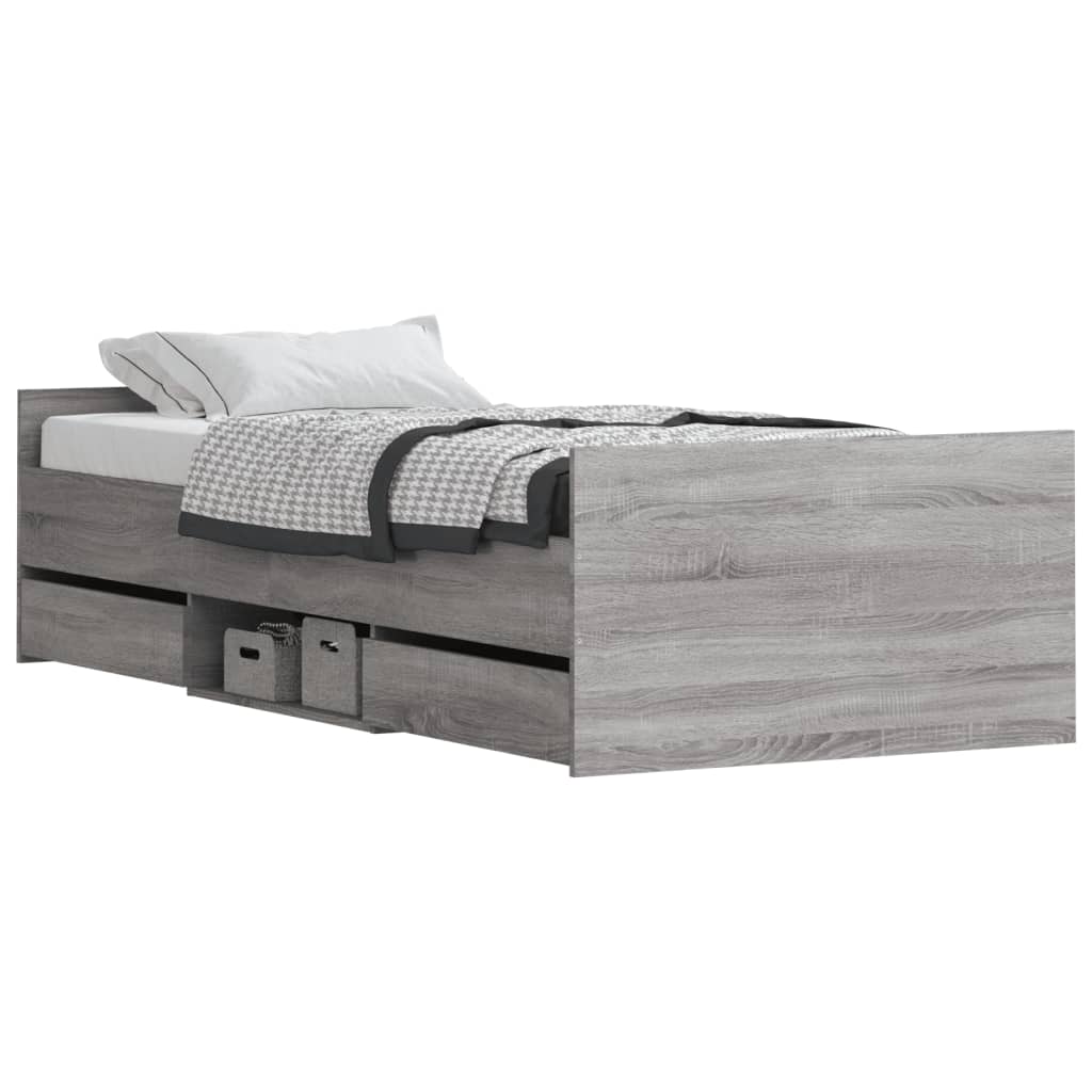 Bedframe Met Hoofd- En Voeteneinde Eiken 90 x 190 cm Grijs sonoma