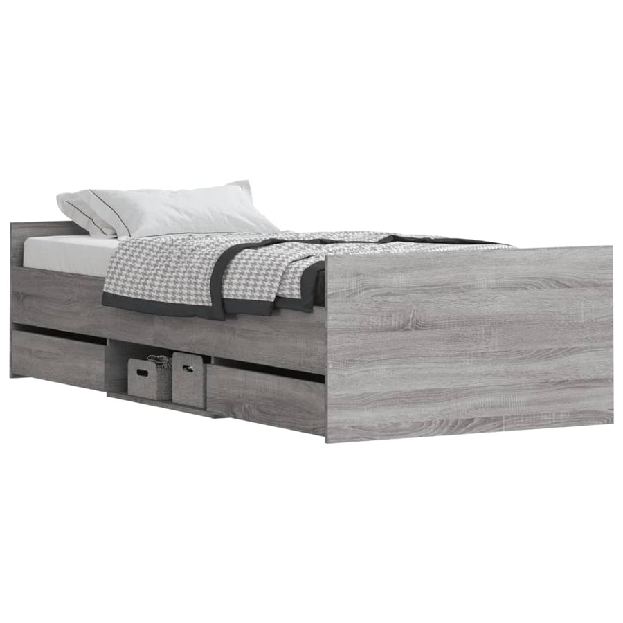 Bedframe Met Hoofd- En Voeteneinde Eiken 90 x 190 cm Grijs sonoma