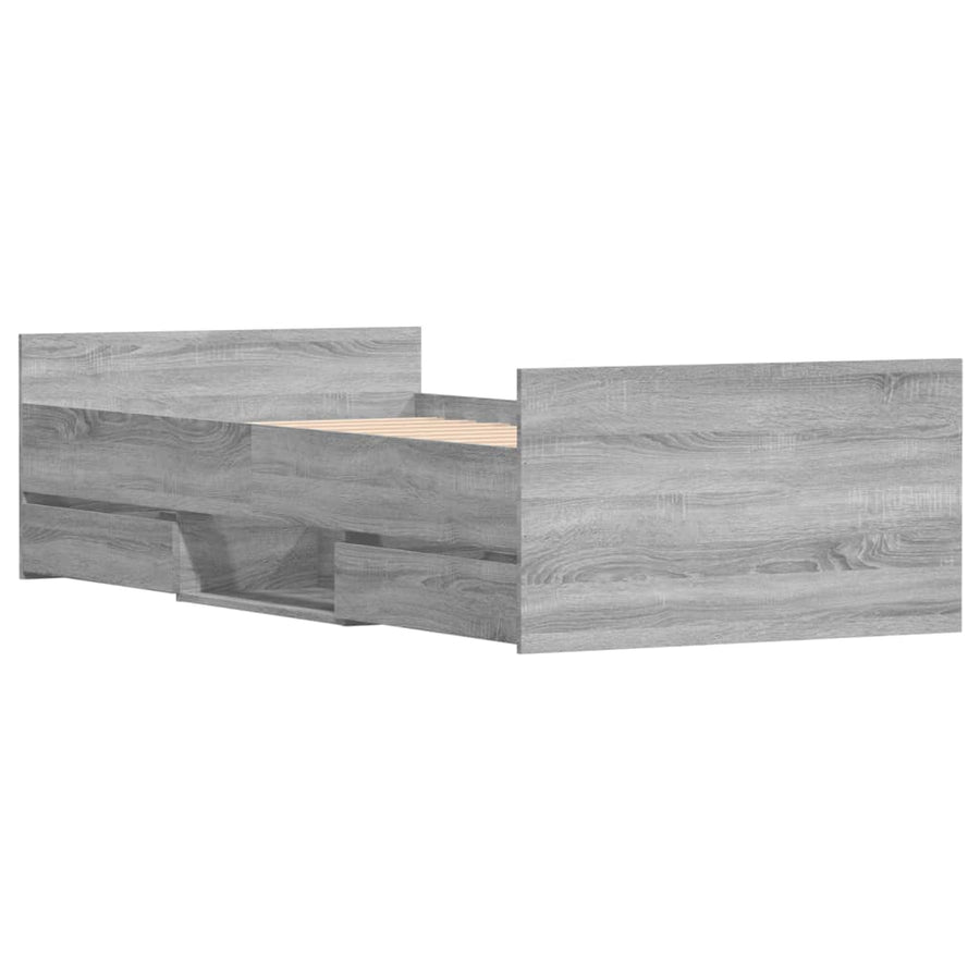 Bedframe Met Hoofd- En Voeteneinde Eiken 90 x 190 cm Grijs sonoma