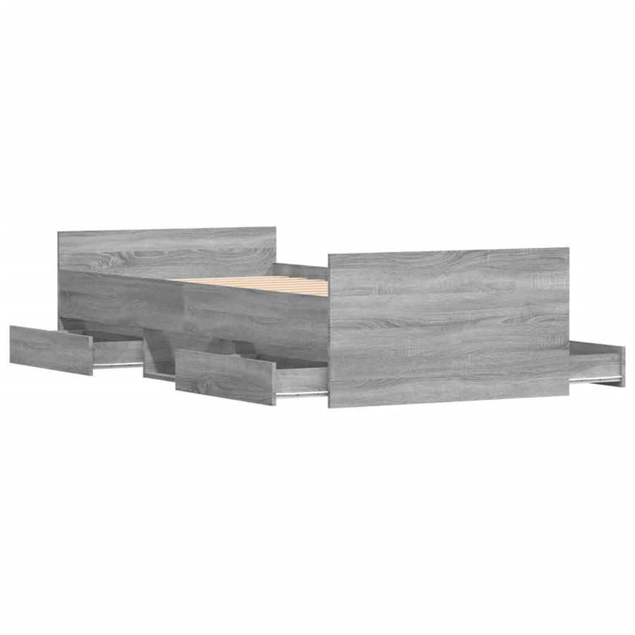 Bedframe Met Hoofd- En Voeteneinde Eiken 90 x 190 cm Grijs sonoma