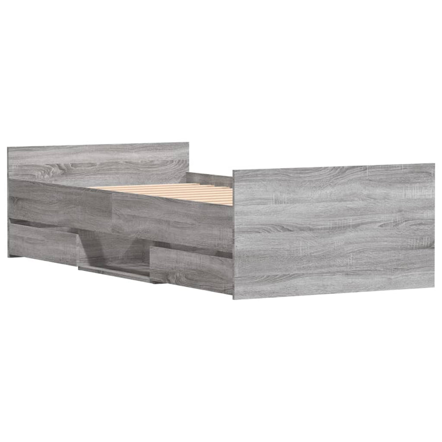 Bedframe Met Hoofd- En Voeteneinde Eiken 90 x 190 cm Grijs sonoma