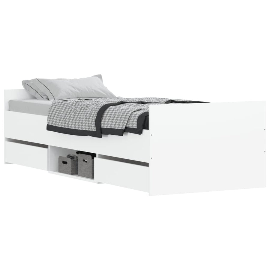 Bedframe Met Hoofd- En Voeteneinde 75 x 190 cm Wit