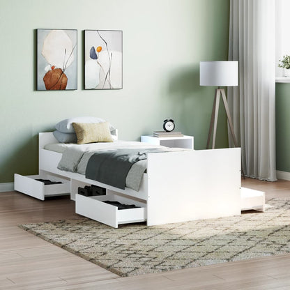 Bedframe Met Hoofd- En Voeteneinde 75 x 190 cm Wit