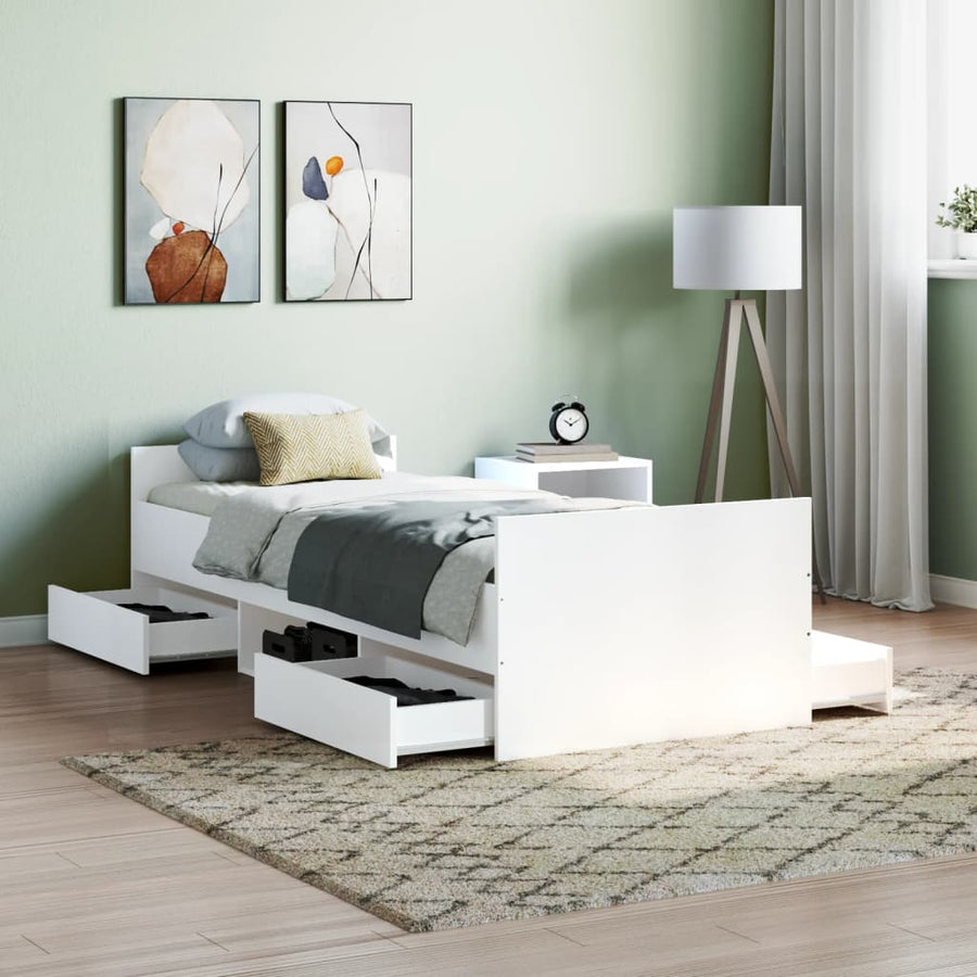 Bedframe Met Hoofd- En Voeteneinde 75 x 190 cm Wit