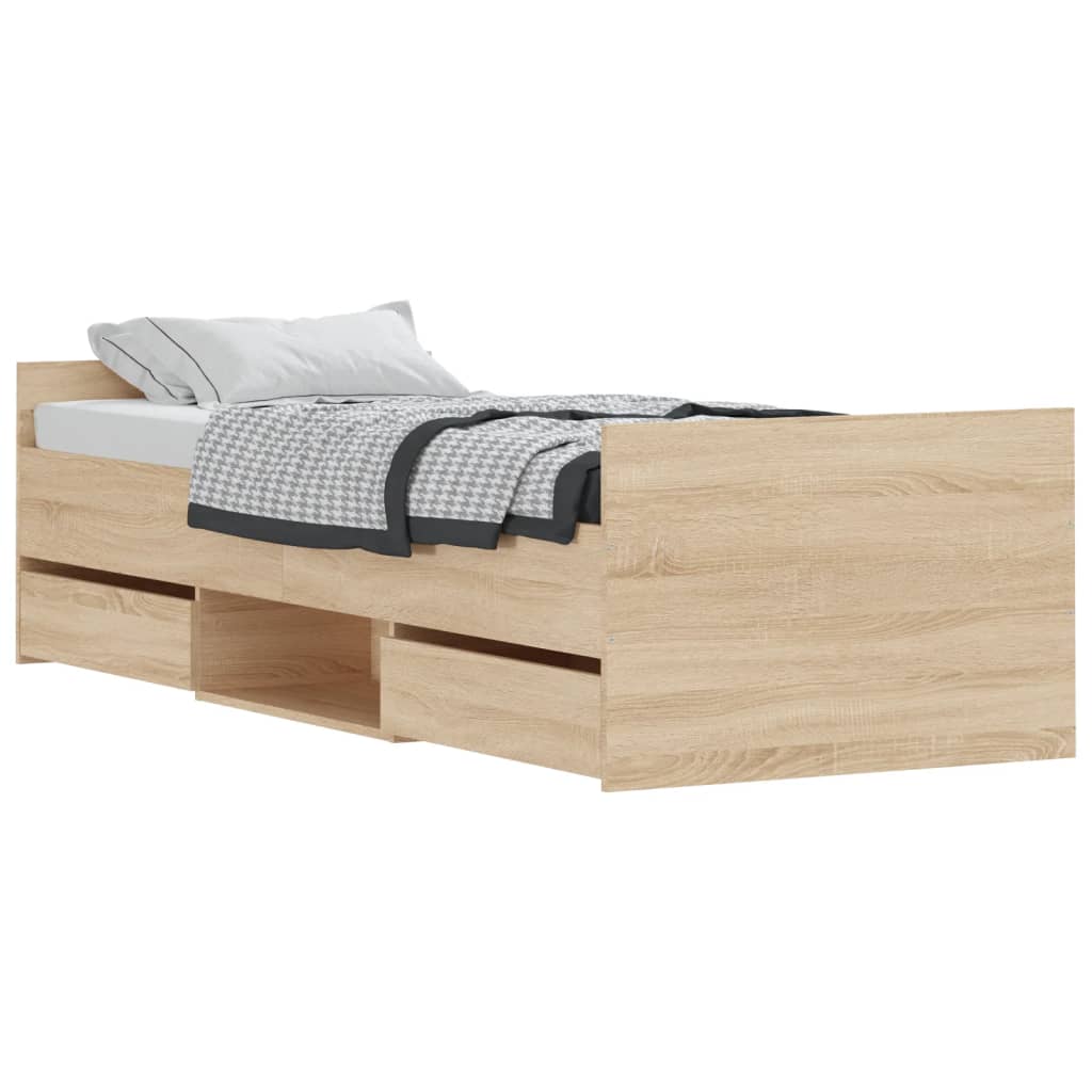 Bedframe Met Hoofd- En Voeteneinde Kleur 75 x 190 cm Sonoma eiken