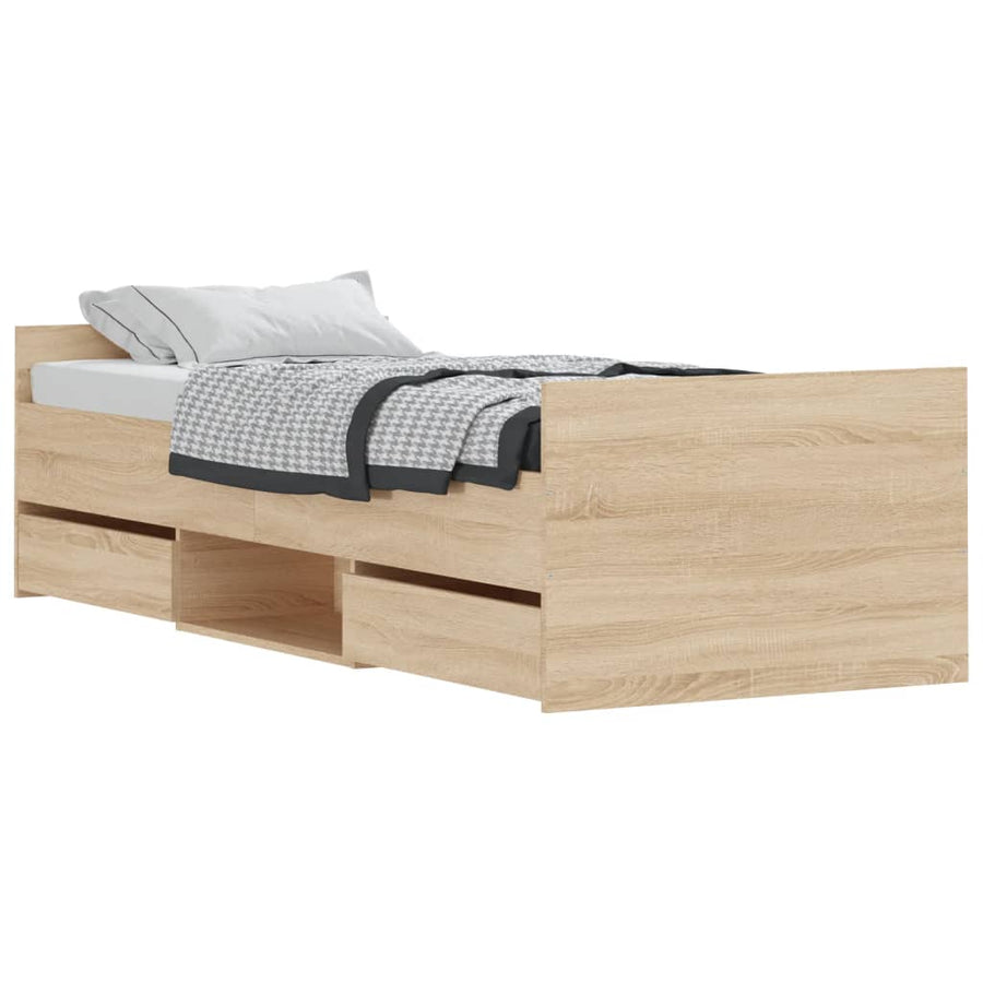 Bedframe Met Hoofd- En Voeteneinde Kleur 75 x 190 cm Sonoma eiken
