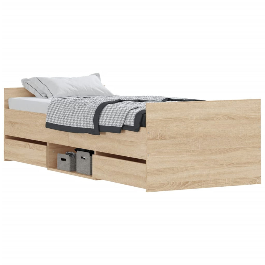 Bedframe Met Hoofd- En Voeteneinde Kleur 75 x 190 cm Sonoma eiken