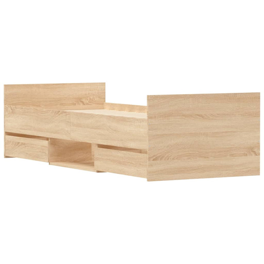 Bedframe Met Hoofd- En Voeteneinde Kleur 75 x 190 cm Sonoma eiken