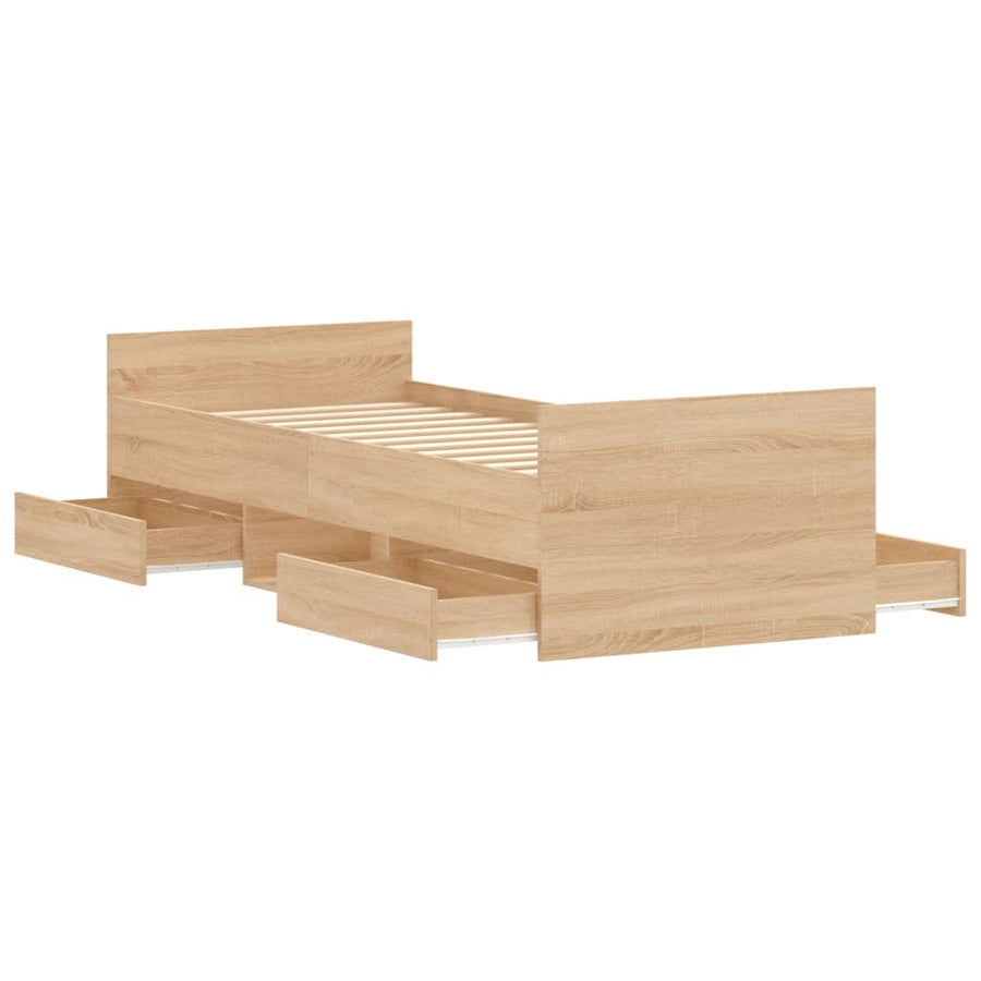 Bedframe Met Hoofd- En Voeteneinde Kleur 75 x 190 cm Sonoma eiken
