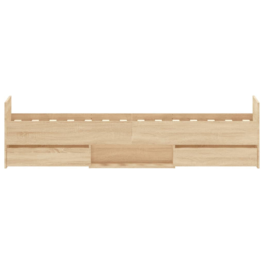 Bedframe Met Hoofd- En Voeteneinde Kleur 75 x 190 cm Sonoma eiken
