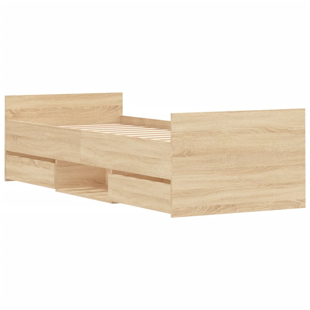 Bedframe Met Hoofd- En Voeteneinde Kleur 75 x 190 cm Sonoma eiken