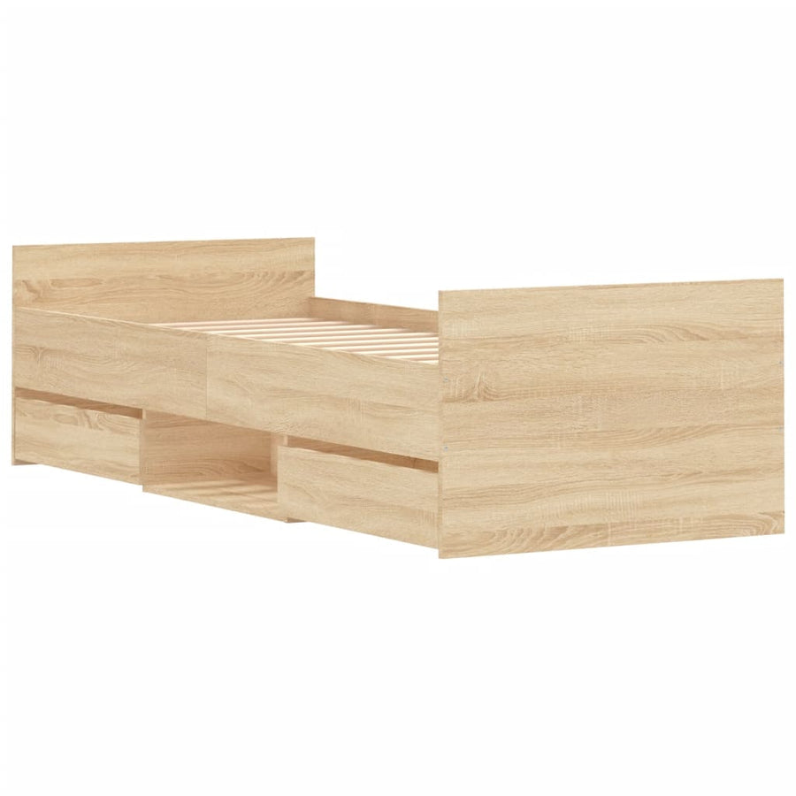 Bedframe Met Hoofd- En Voeteneinde Kleur 75 x 190 cm Sonoma eiken