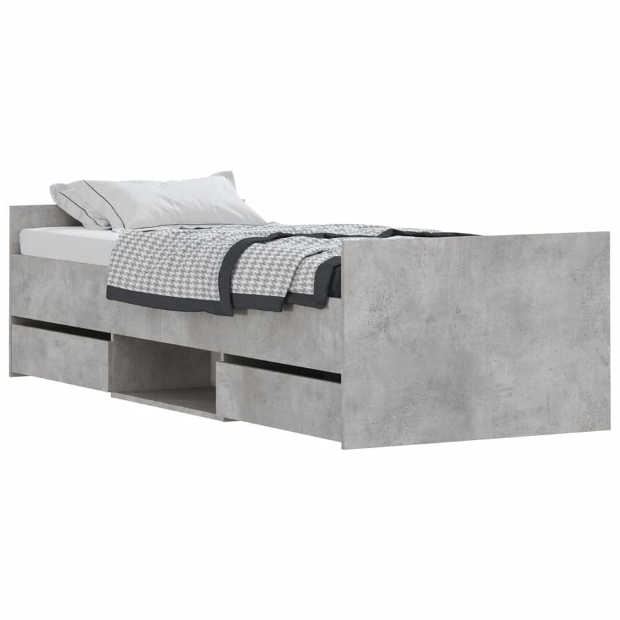 Bedframe Met Hoofd- En Voeteneinde 75 x 190 cm Betongrijs
